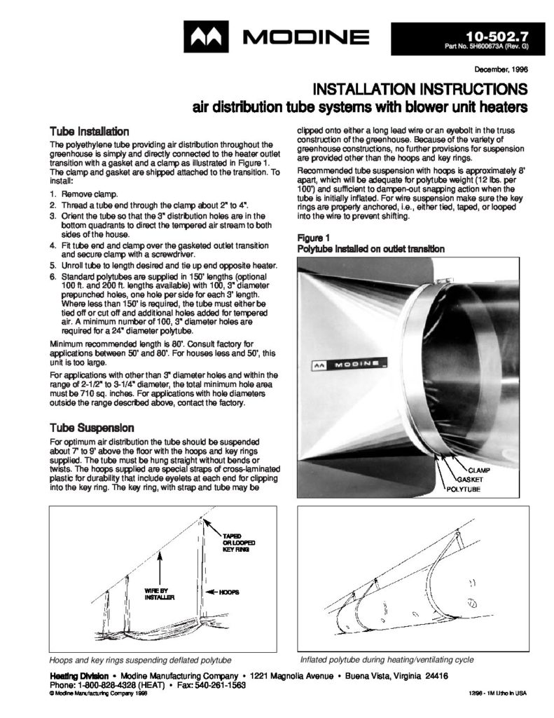 Low Temperature Water Heater (GLW) Modine HVAC