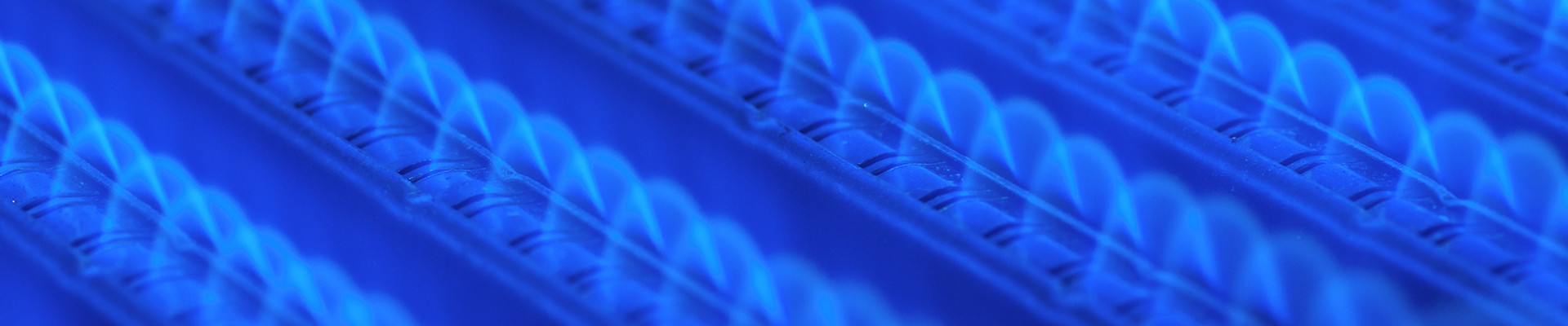 Close-up of blue gas flames from a burner.