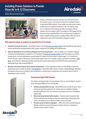 Airedale by Modine Proven Solutions to Provide Clean Air in k-12 Classrooms whitepaper