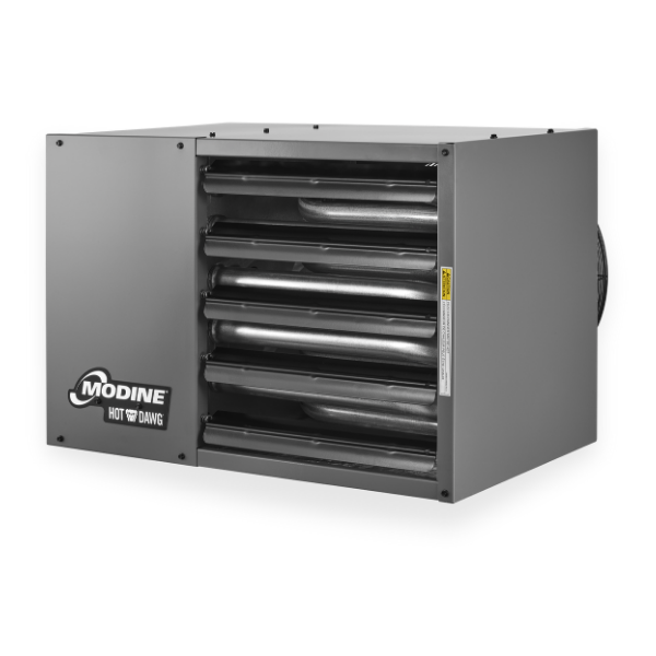 Modine Hot Dawg unit heater, a compact gas-fired heating solution designed for residential garages and light commercial spaces.