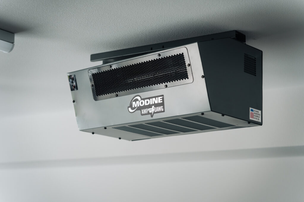 Modine amp dawg electric unit heater ceiling mounted in residential garage